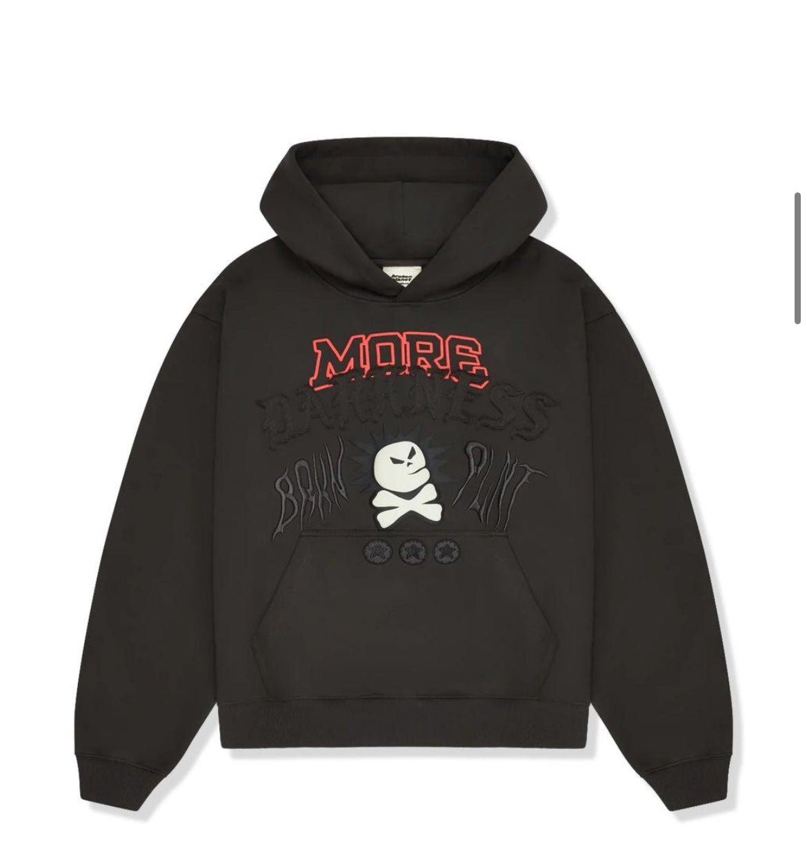 BROKEN PLANET MORE DARKNESS HOODIE SOOT BLACK