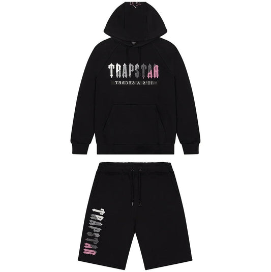 TRAPSTAR BLACK/PINK HOODED SHORT SET