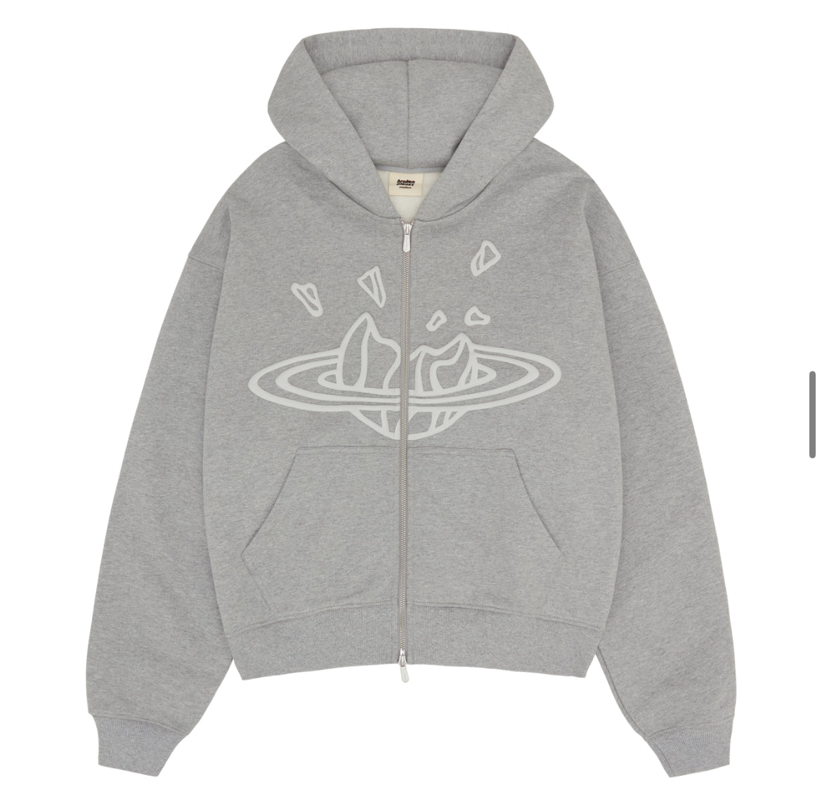 BROKEN PLANET MARKET ZIP UP HOODIE HEATHER GREY