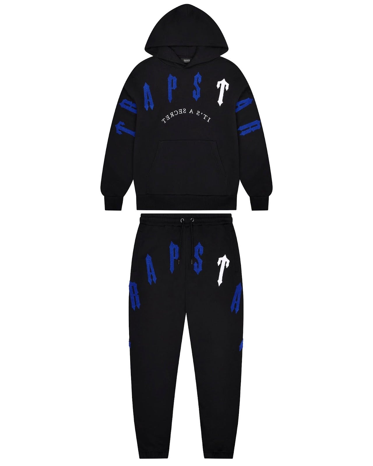 TRAPSTAR IRONGATE ARCH CHENILLE 2.0 TRACKSUIT BLACK BLUE WHITE