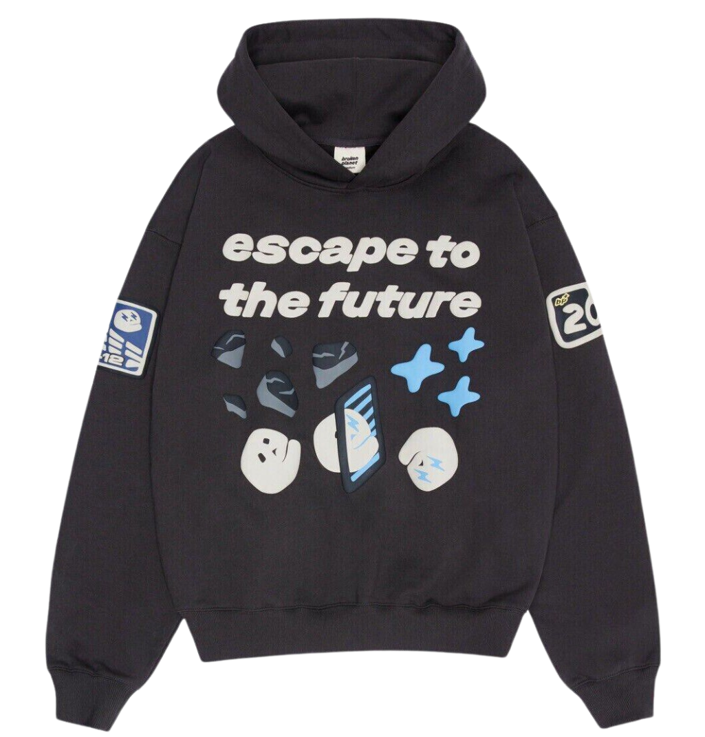 BROKEN PLANET ESCAPE TO THE FUTURE HOODIE SOOT BLACK