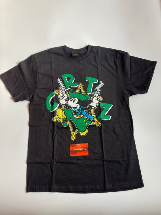 CORTEIZ BLACK N GREEN MICKEY WID DA BLICKY TEE